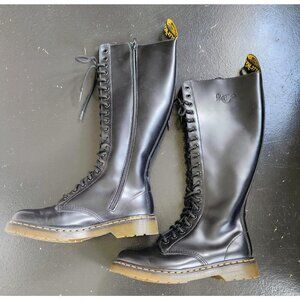 Women's Black Leather Knee length Virginia Dr. Martens Boots IB60 US size 8